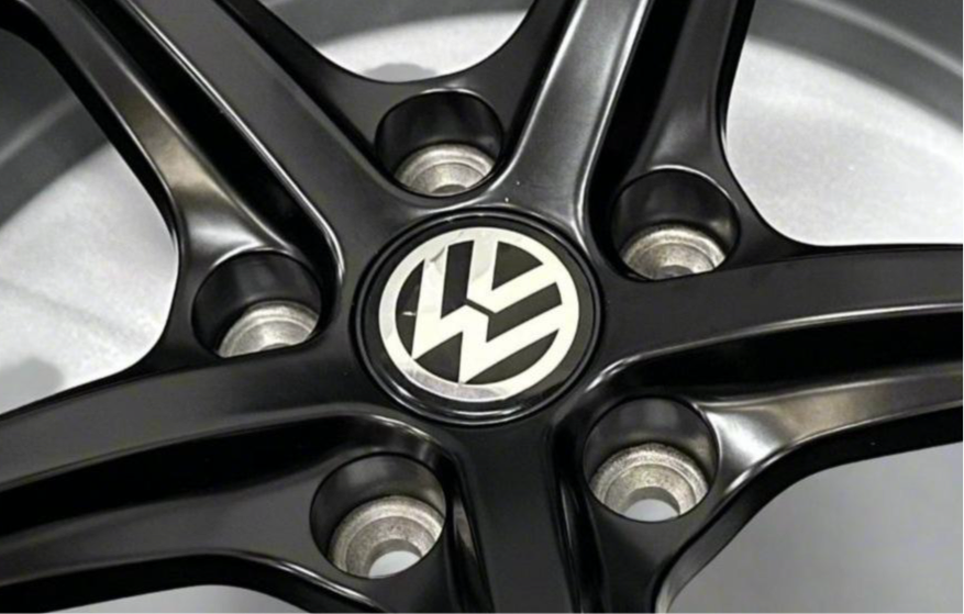 (Set of 4) Black Volkswagen Center Caps 61mm VW Tiguan Toureg Atlas NEW