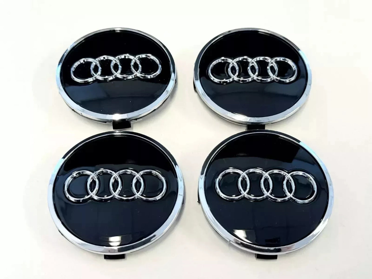 (Set of 4) Black Audi Center Caps 61mm A4 A5 S5 A6 S6 Q7 Q8 A7 S7 Q5 SQ5 NEW